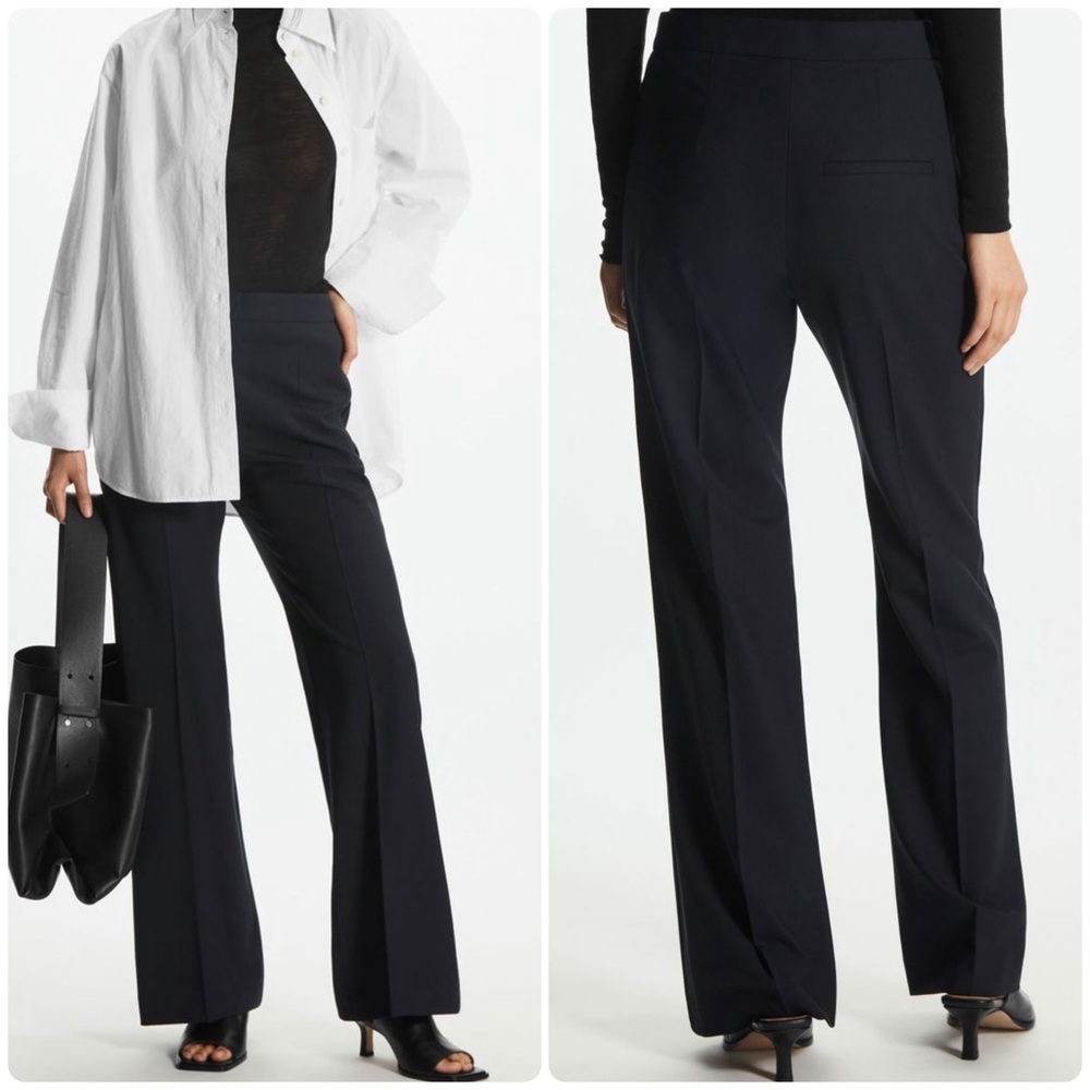 NWT COS Classic Slim-Fit Bootcut Wool Trousers Dress Trouser Pants Black Sz 4